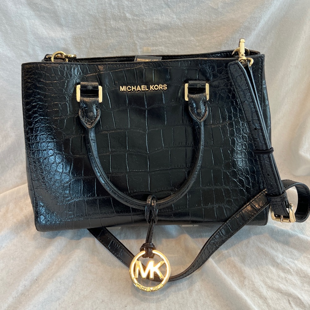 Michael Kors Dillon Croc Embossed Satchel Bag